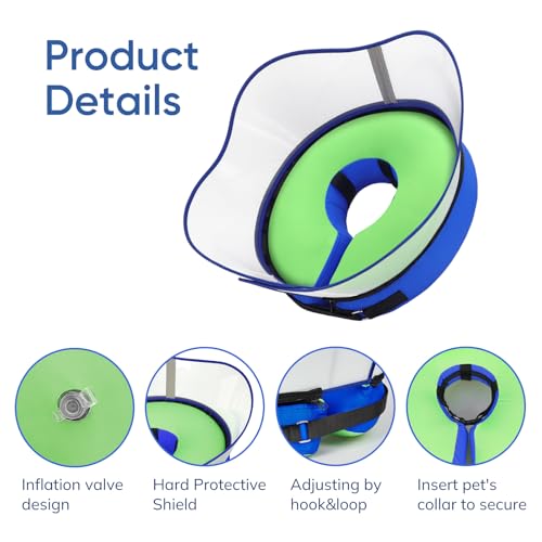 Image of Supet Raised Inflatable Dog Cone Collar to Stop Licking, Soft Dog Cone Alternative for Small Medium Large Dogs, Doggie Donut Collar After Surgery