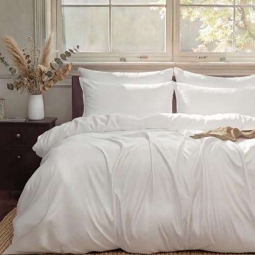 DORMORA Duvet Cover Set Queen Size Silky Soft Cooling, Rayon Blend from Bamboo, Breathable Durable Bedding for All Seasons, Include 1 Duvet Cover 90