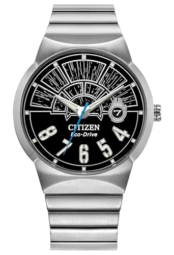Image of Citizen Men's Eco-Drive Star Wars, Millennium Falcon Black Dial, 3 Hand Silver-Tone Stainless Steel Bracelete Watch (BM7581-59W)