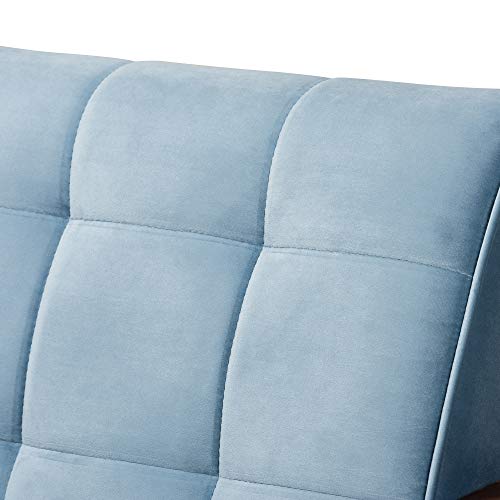 Sillón moderno azul claro con estructura de madera miniatura 7
