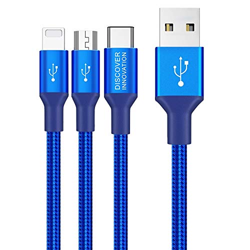 3ideaNillkin 3-in-1 USB Cable for All Type of Smartphones - 1.5M (Blue)
