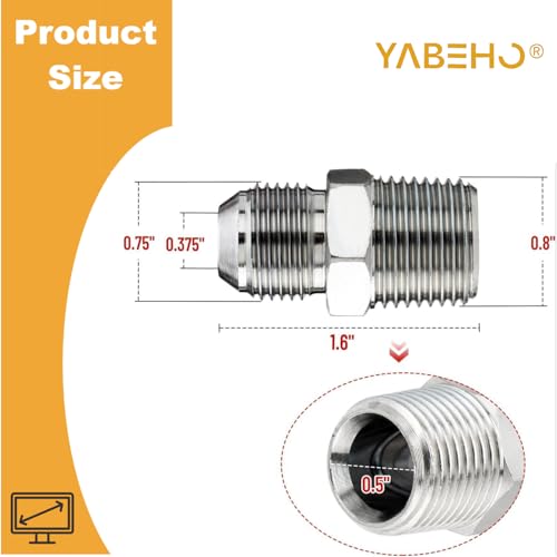 Image of (3 Pack) 1 /2 inch Hydraulic Hose Adapter Fittings,1 /2 inch JIC 37 Male x 1 /2 inch NPT Male, Straight Tube Connectors with Protection Cover
