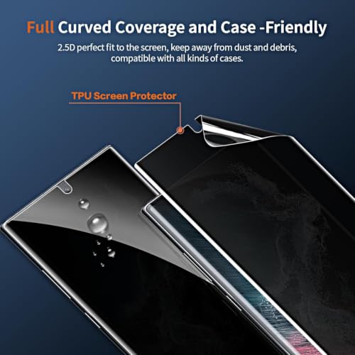 Image of (1 Pack Privacy Screen Protector for Samsung Galaxy S22 Ultra (6.8″) | Anti-Spy Full Coverage Flexible Film | Fingerprint Unlock Compatible, Bubble-Free, Scratch Resistant