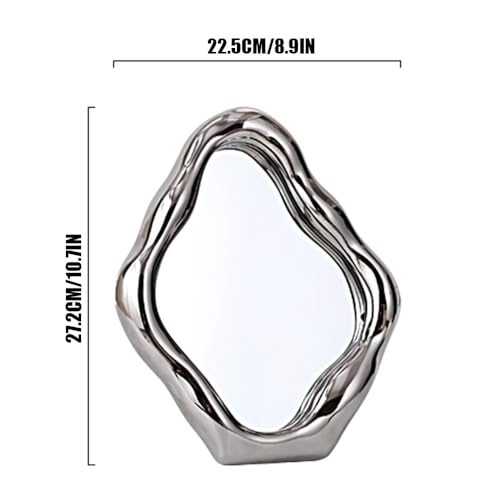 Espejo de Maquillaje Cerámico para Mesa Decorativo Plateado miniatura 5