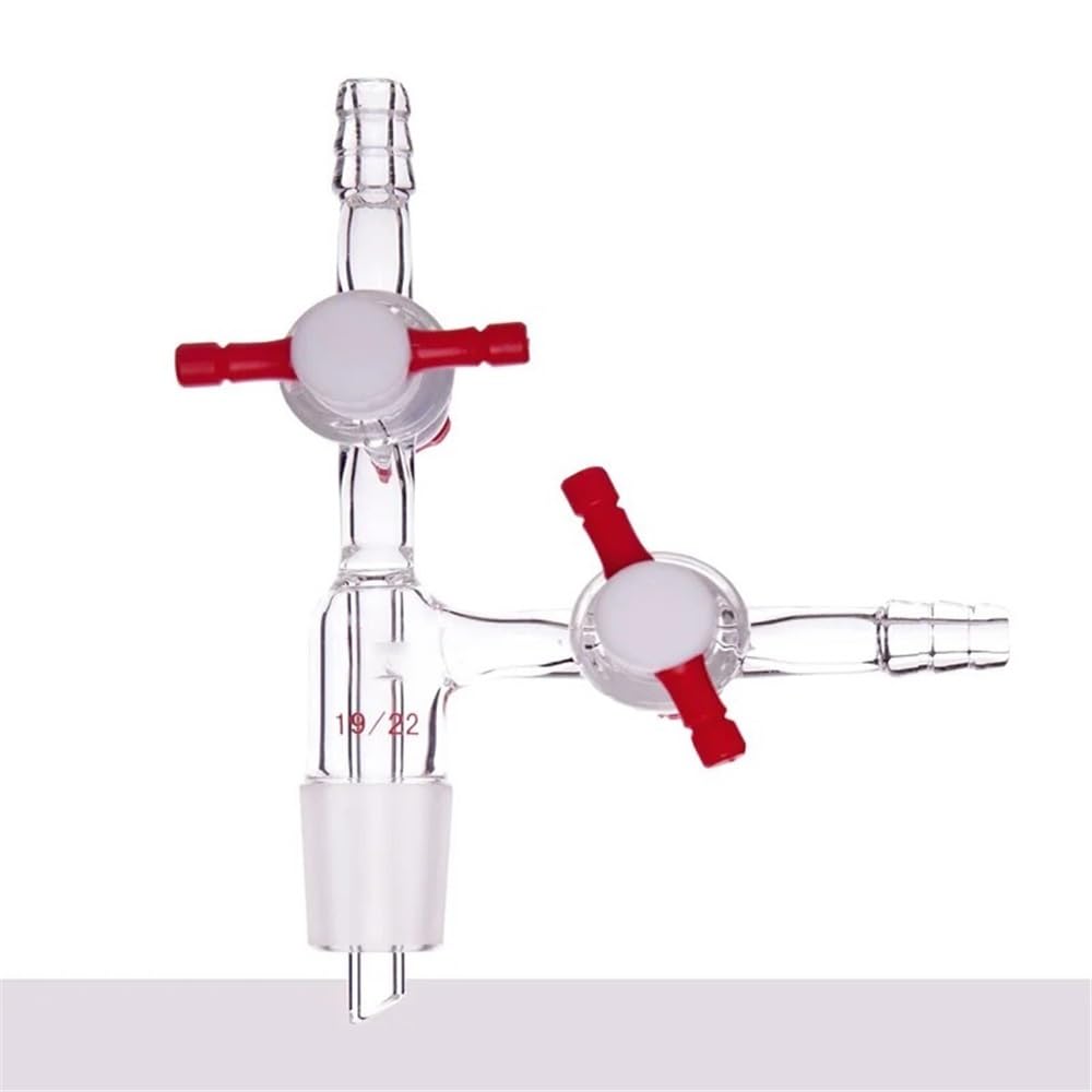 Adaptador de vidrio, Tamaños múltiples de la abertura válvula 2m m del adaptador A12 PTFE control flujo vacío vidrio borosilicato(A121922)