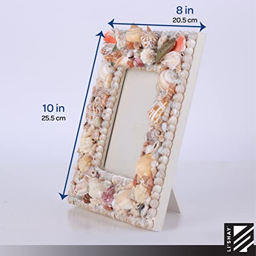 Li'shay Photo Frame Beach Theme Seashell Covered Real Shell Picture Frame (Mixed Shell With Pearl Edge Shell) #TOP4
