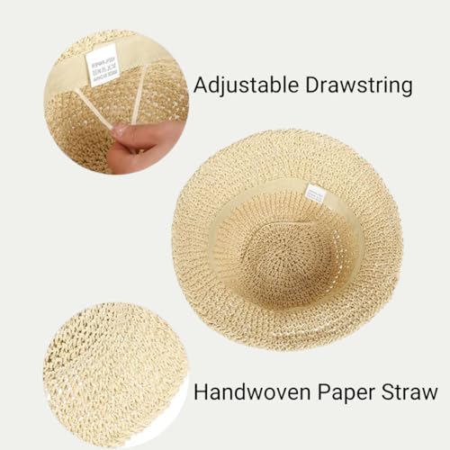 Image of Womens Floppy Straw Sun Hat Packable Wide Brim Summer Beach Hat Foldable Crochet Bucket Hats