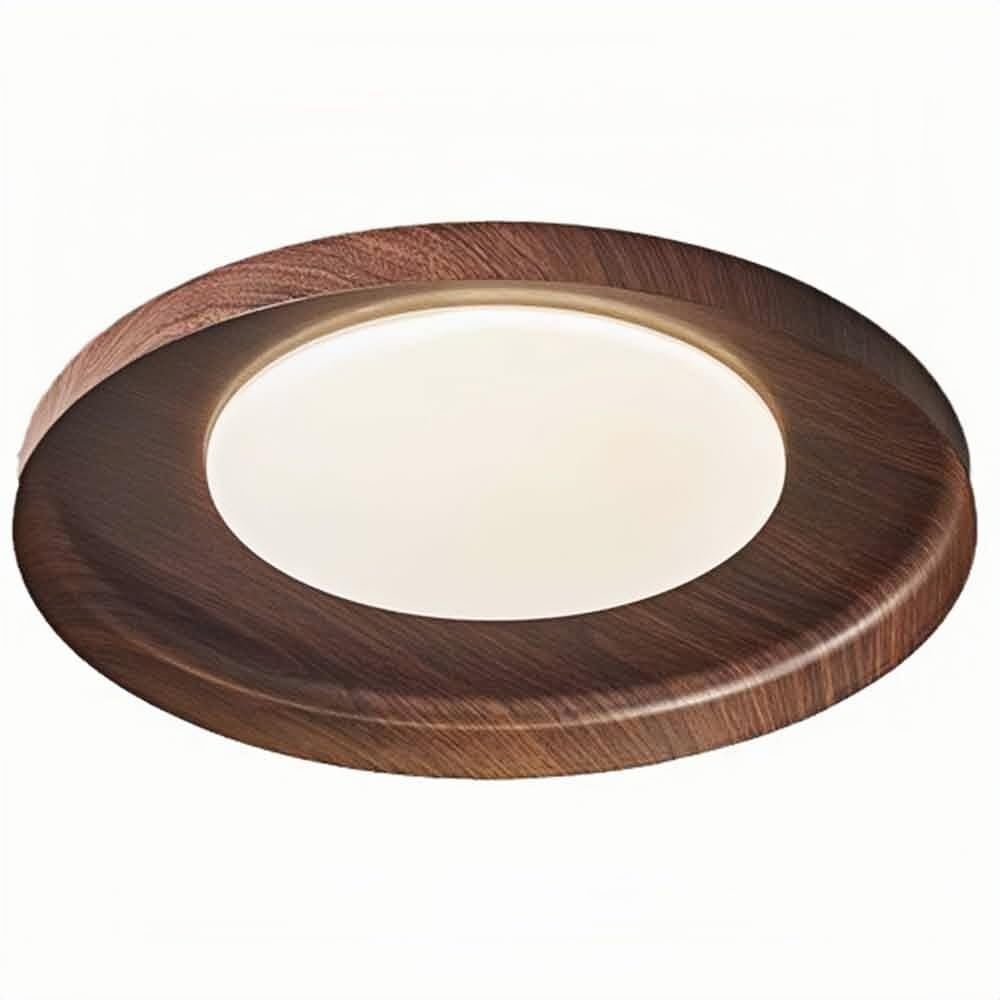 LUOYAOB Modern Minimalism Round Walnut Wood Grain 15.7in Ceiling Lights Acrylic Shade Flush Mount Ceiling Lamps Iron Body Three-Color Mode Ceiling Light Fixture for Bedroom