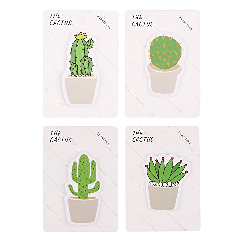 GTHER Cactus Notepad, Cactus Sticky Note Self Stick Self-Adhesive Cute Notes Notepads Posted Writing Pads Stickers Paper (4 Pads, Cactus)