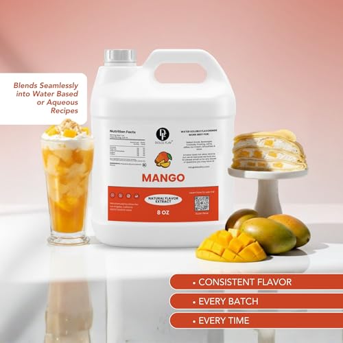 Image of Dolce Flav Natural Mango Extract - 8 Ounce Water-Soluble Kosher, Sugar-Free, Concentrated Tropical Mango Flavoring for Baking, Smoothies & Candy