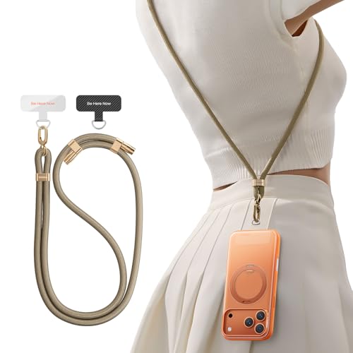 TORRAS Handykette Universal Verstellbar Handyband zum Umhängen aus doppeltem Nylon-Seil Robust Angenehm Lanyard Handy Umhängeband mit Metallschnalle Haltbar Braun