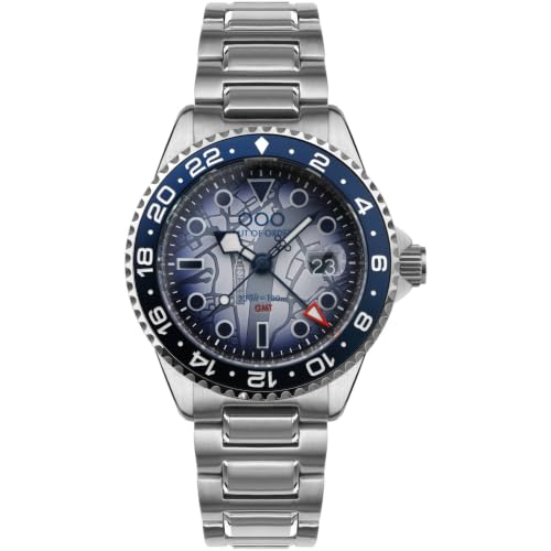 Montre à quartz Swiss Made Out of Order GMT London avec verre saphir bleu pour homme