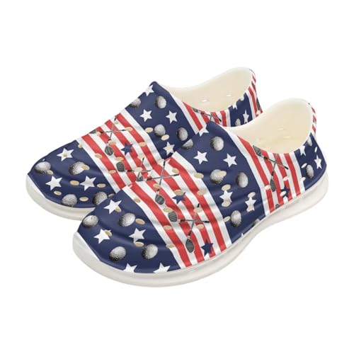 Watdotory Kids Water Shoes American Golf Print Girls Boys Slip-On Sneakers Lightweight Breathable Sandals for Outdoor Indoor