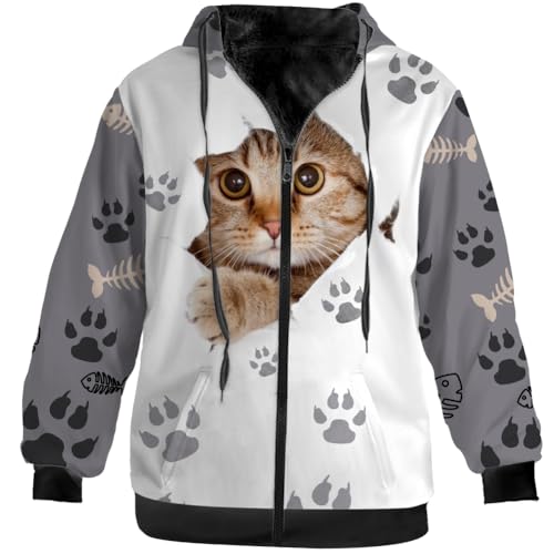 Cat Jacket for Men Women Paw Coat Hoodied Sweatshirts Zip Up Hoodies2
