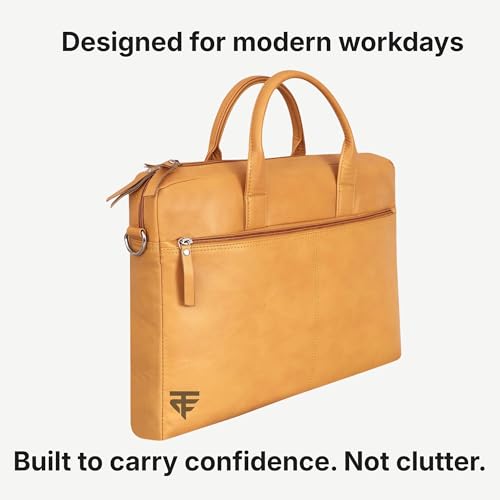 Image of TRUFLO Vegan Leather (PU) Laptop Messenger Bag | Fits up to 15.6-inch Laptop | Slim Office & Travel Shoulder Bag