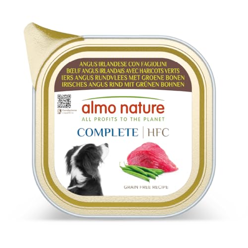 almo nature HFC Complete - Alimento Umido per Cani Adulti - Angus Irlandese con Fagiolini - qualità Human Grade, Senza Glutine, Monoproteico - 85g, Confezione da 17