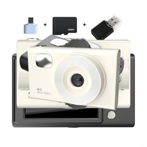 Cámara digital compacta de 48 MP blanca, el regalo ideal con video 1080P HD