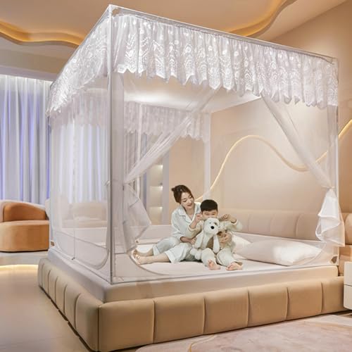 Image of Dawnwake Mosquito Net, Anti-Fall Mosquito Neting Bed for Babies /Adult /Outdoor,Portable Foldable Travel /Camping Mosquito Net Tent, Suit for Queen Size Bed (White, 200 * 150cm)