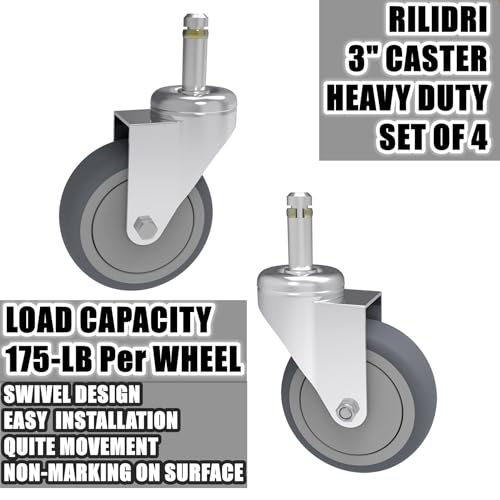 3-inch swivel stem caster 716-inch stem diameter rubber wheel heavy duty tpr replacement wheels for rubbermaid mop bucket cart grill casters - 4 pack