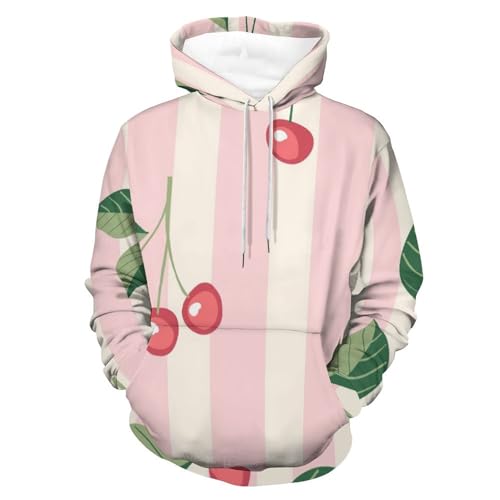 Sweat à capuche cerise rayé rose pour homme et femme taille S