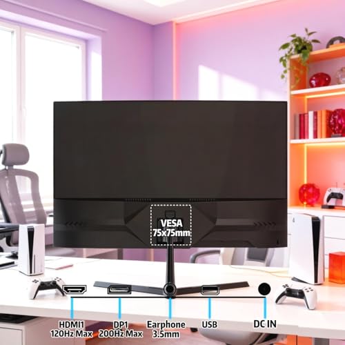 Image of 24inch Gaming Monitor, 1080P Computer Monitor, AMD FreeSync, Low Motion Blur, Eye Care for Home Office & PS5, DisplayPort & HDMI, VESA Wall Mount - Black