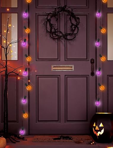Image of GOOTHY 25 Pack G40 LED Replacement Light Bulbs, Shatterproof Halloween G40 LED Orange Purple Globe Lights Bulbs for Outdoor String Lights Patio Party Decor, E12 /C7 Candelabra Base, 2700K Warm White