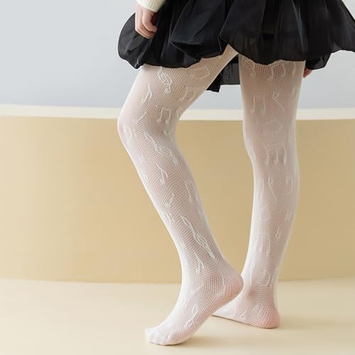 Toddler Socks, Hollow Leggings for Girl Notes Pattern Stretchy Stockings 3-12Y Girl Sweet Fishnets Pantyhose Kids4