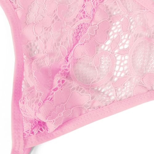 Mens Lace Thong Sexy Low Rise T-back G-string with Adjustable Stretch Waistband Comfortable Men's Thong Underwear3