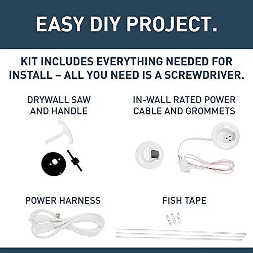 Legrand Wiremold CMK70 In Wall TV Power Grommet Kit, Cable Management Kit, Mounting Brackets, Fish Tape, and Hole Saw Included, White (1 Pair) by Wiremold - Image 4
