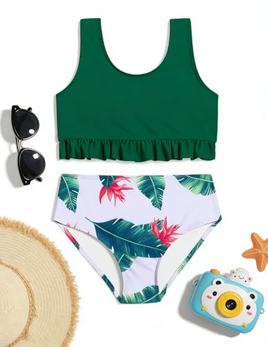 Image of Arshiner Girls Bikini Beach Swimwear 2 Piece Swimsuits Floral Printing Bathing Suits