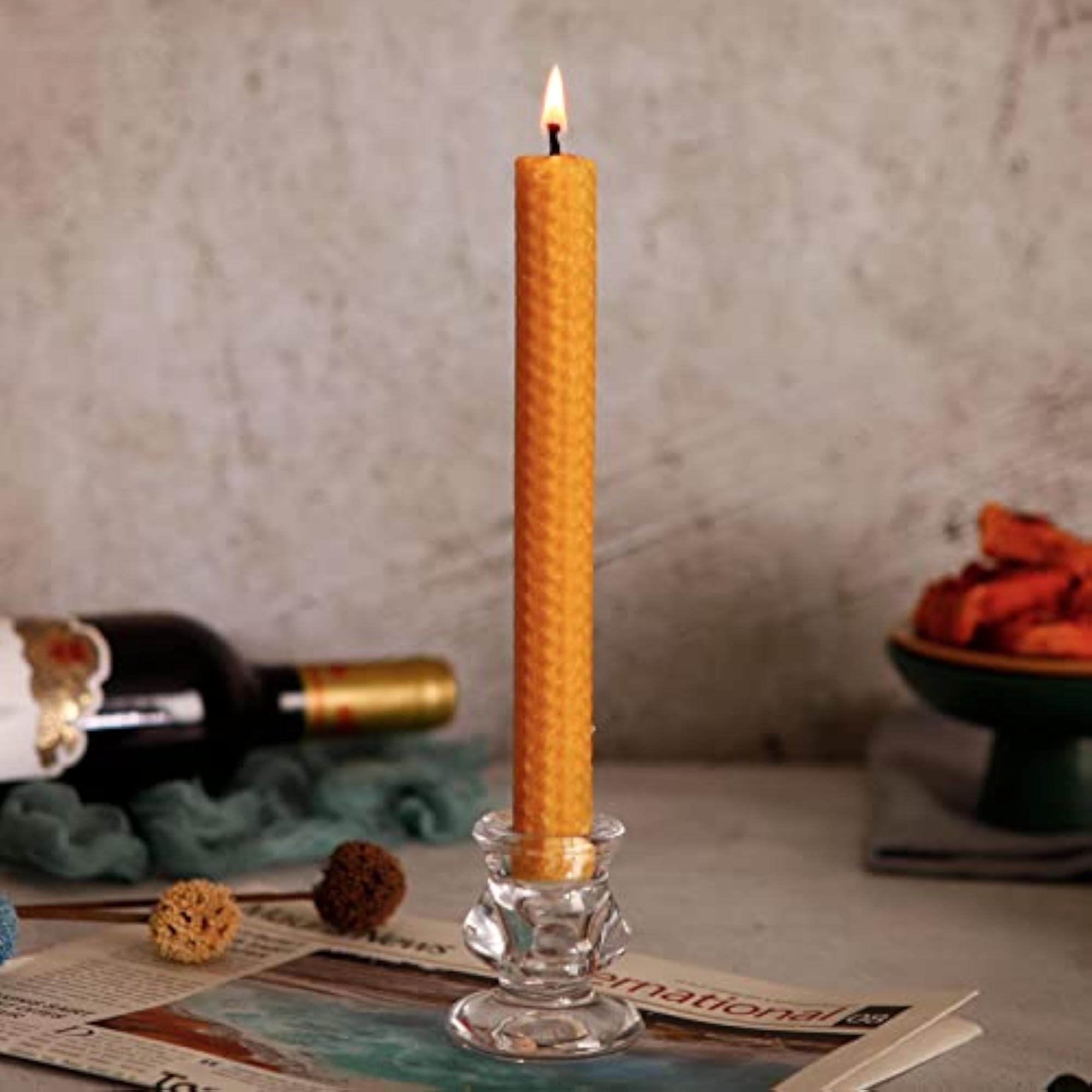 Taper Candles Handmade Beeswax - 6 Pack