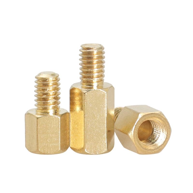 Gwint mosiężny Hexagonal Copper Column，Single-Head Stud Column， 10/15/20/30/50pcs M2 3-40mm Hex Brass Standoff Male Female Motherboard Copper Mount Board Rack Stud Threaded Pillar Column Spacer Screw,