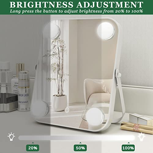 Rolove Vanity Mirror With Lights, Hollywood Makeup Mirror With Light, Lighted Tabletop Makeup Mirror With 4 Dimmable Led Bulbs, Portable Travel Makeup Mirror With U-Shaped Bracket, Smart Touch Control #TOP3