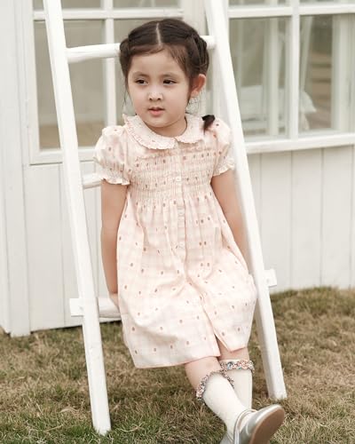 Baby Girls Long Sleeve Smocking Clothing Toddler Fall Floral Smocked Dress Vintage Dresses for Christmas Birthday Holiday4