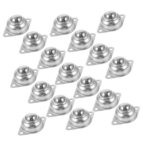 KICHOUSE 20pcs Universal Ball Furniture Transfer Ball Bearing Swivel Caster Roller Ball Bearing Roller Sliding Cupboard Door Track Belt Transfer Units Ball Transfer Rolling Steel Silver