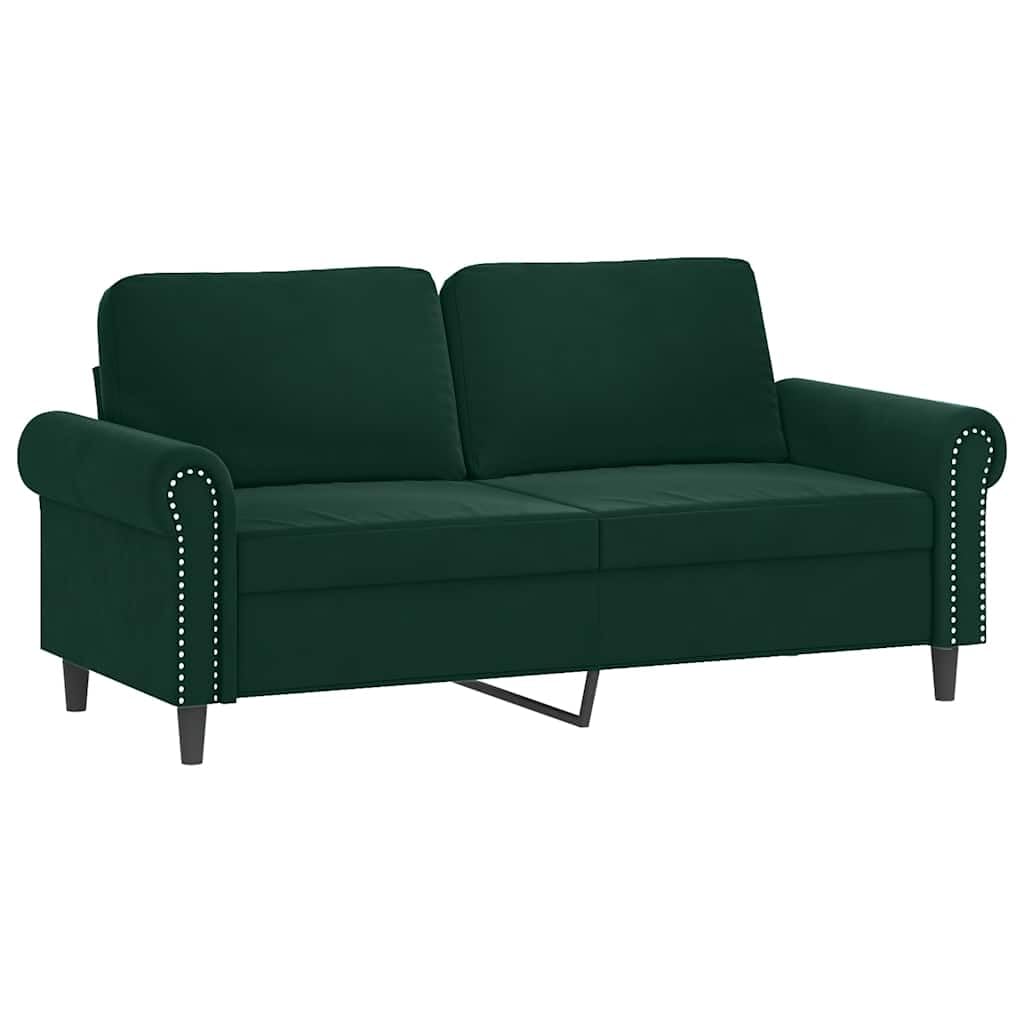 Juego de sofá de 3 piezas, terciopelo verde oscuro, 152/172 cm, sofás de 2 plazas con reposapiés, muebles robustos de salón, cómodo sofá para el hogar