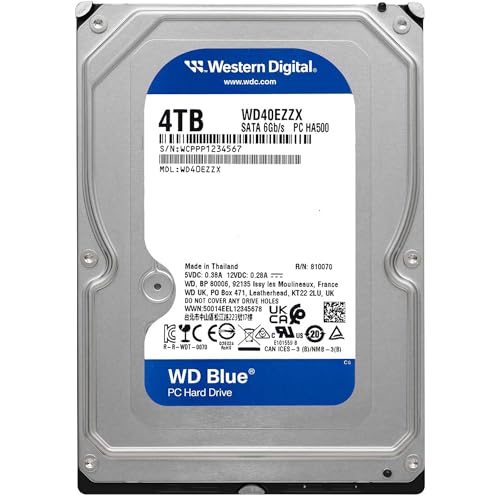 Image of Western Digital WD Blue Internal HDD 4TB CMR 3.5 Inch SATA Cache 128MB 5400rpm WD40EZZX-AJP Eco Package