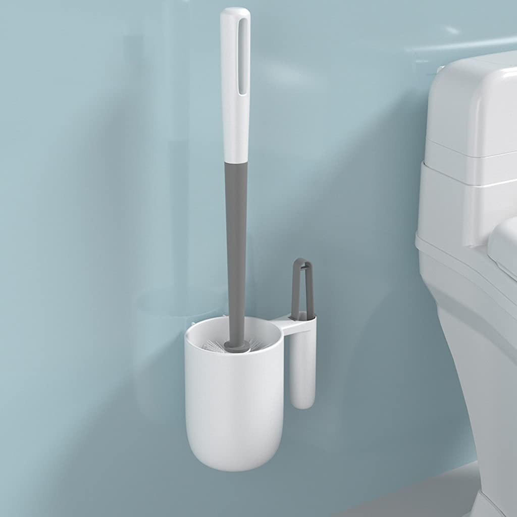 scopino per WC, Set scopino for WC, for da parete for uso domestico(White)