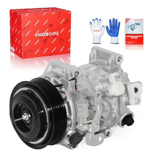 Image of PHOBOOS A /C compressor with Clutch Compatible with Toyota Highlander 2014-2016 3.5L & Lexus RX350 2016-2020 3.5L, RX350L 2018-2019, IS250 IS300 IS350, GS300 GS350, RC300 RC350, 7SAS17C Compressor