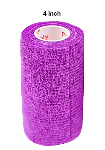 Image of Vet Wrap Tape (Purple) (2 Pack) (4 Inch x 15 feet) Self Adhesive Adherent Adhering Cohesive Flex Self Stick Bandage Grip Roll Dog Cat Pet Horse