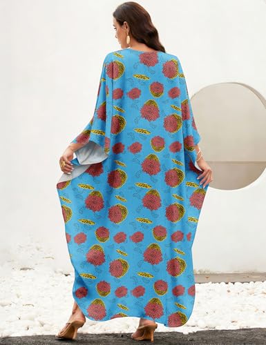 Image of MAKABO Women's Bamboo Viscose Kaftan V Neck Muumuu Summer Maxi Caftan Dress