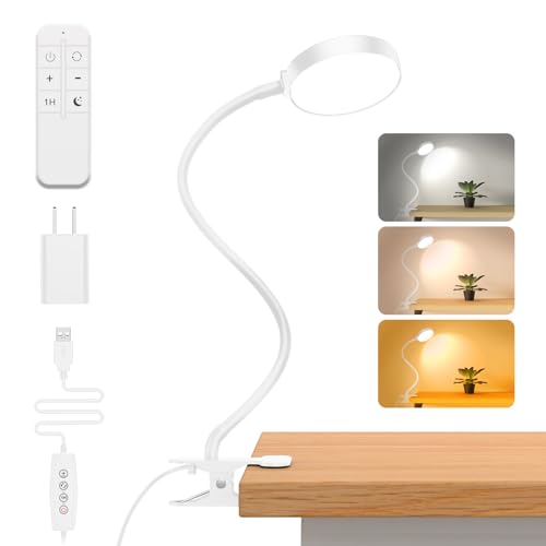 Image of iFalarila 61 LED Desk Lamp with Night Light Clip Lamp with 1 Hour Timer and USB Charger, Reading Lamp with 5M Remote Control for Book /Work /Bed /Table