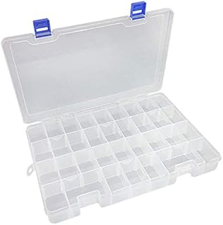 Qualsen Plastic Compartment Box with Adjustable Dividers Craft Tackle Box Organizer Storage Containers