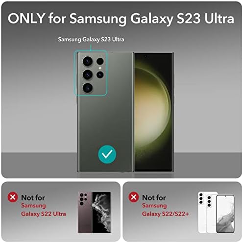 ESR for Samsung Galaxy S23 Ultra Camera Lens Protectors(2023), Individual Lens Protectors with Aluminum Edging, Military-Grade Protection, Scratch-Resistant, Ultra-thin Tempered Glass, 5 Piece, Black