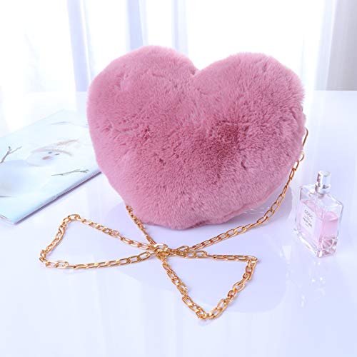 Heart Shaped Clutch Purse Heart Purse Faux Fur Shoulder Bag Crossbody Bag Fluffy Handbag Fuzzy Purses For Women #TOP4