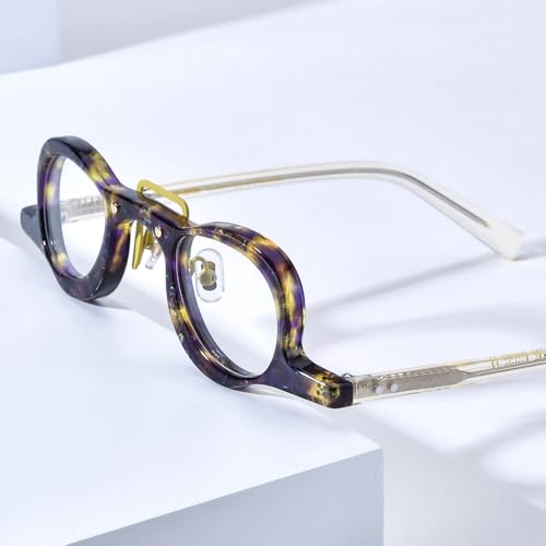 Image of HEPIDEM Acetate Glasses Frame Men,Round Optical Eyeglasses Women Vintage Retro Eyewear 9153