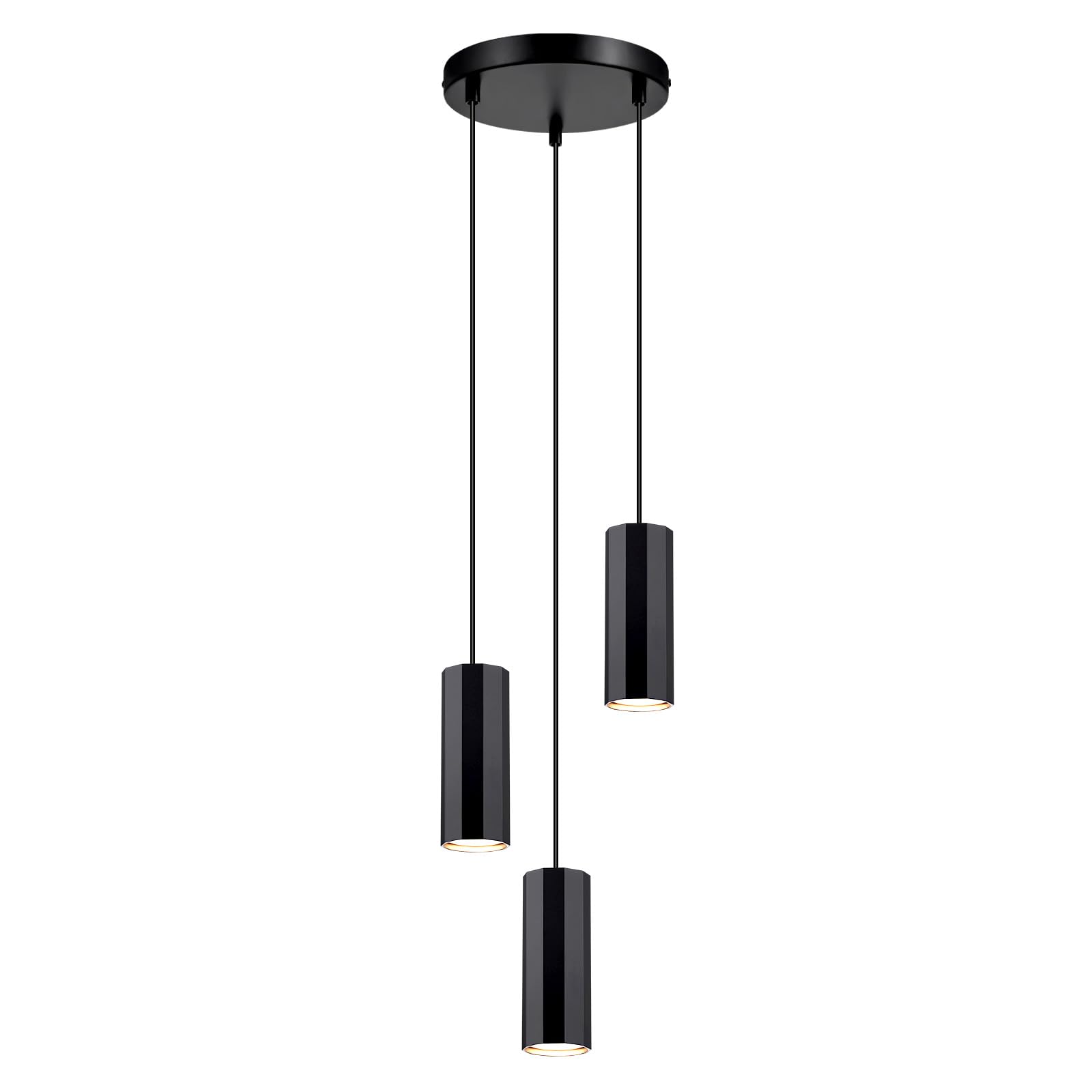 Glitzerlife Pendelleuchte Schwarz 3 Flammig Esstisch - Hängelampe GU10 Hängeleuchte Küche Hänged Esszimmerlampe Metall Höhenverstellbar pendellampe für Innen Esszimmer Schlafzimmer Wohnzimmer