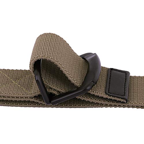 Sportmusies Elastic Belts for Men, Military Style Stretch Webbing Tactical Duty Belt (Khaki,D-Ring Buckle)2