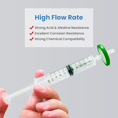 Image of PES Membrane Syringe Filter 25mm Diameter 0.22um Pore Size Syringe Lab Filter for Laboratory School Science, Pack of 10 (Model AMPE02225)