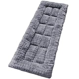 Wamsound Thick Camping Sleeping Pad - Faux Rabbit Fur Ultra Soft & Non-Slip Sleeping Mat with Portable Roll up Camping Cot Pad for Travel Car Tent Guest Bed (75' x 28', Dark Grey)